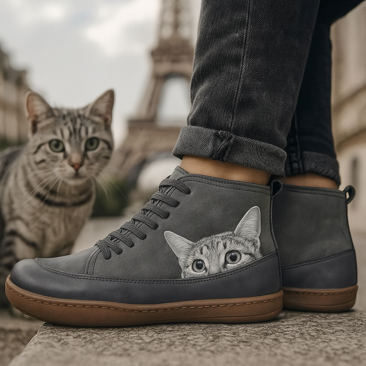 Alessia | Casual Cat Print Ankle Boots