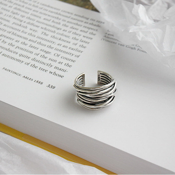 Caroline | Adjustable Layered Silver Ring