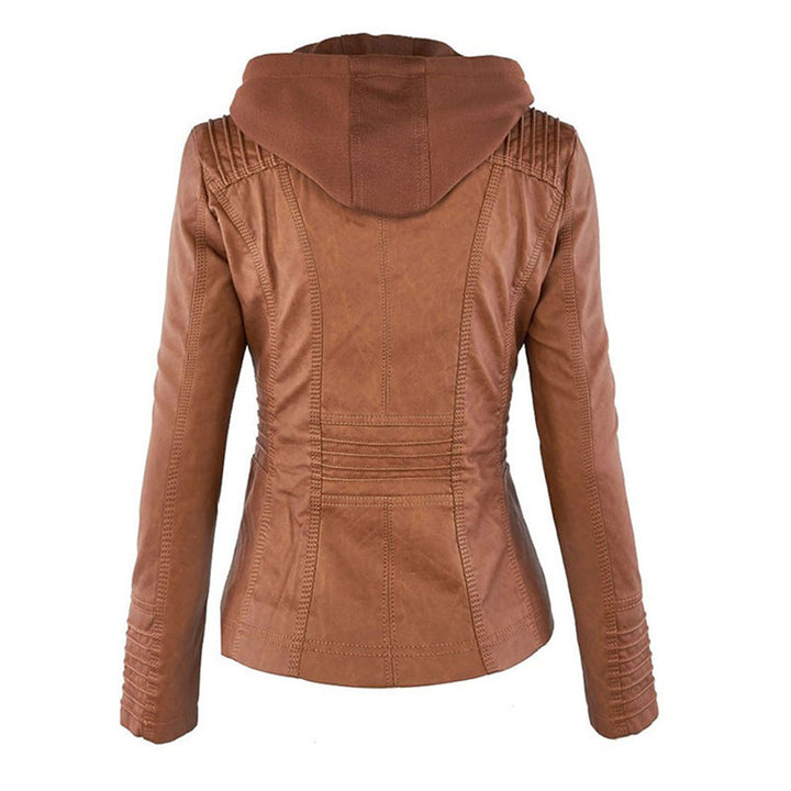 Sarah | Modern Hooded Leather Moto Jacket