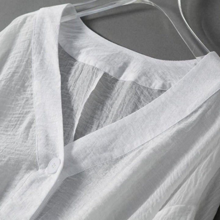 Rosa | Draped V-Neck Button Blouse