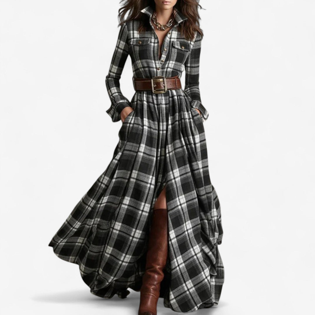 Barbara™ | Timeless Check Maxi Dress