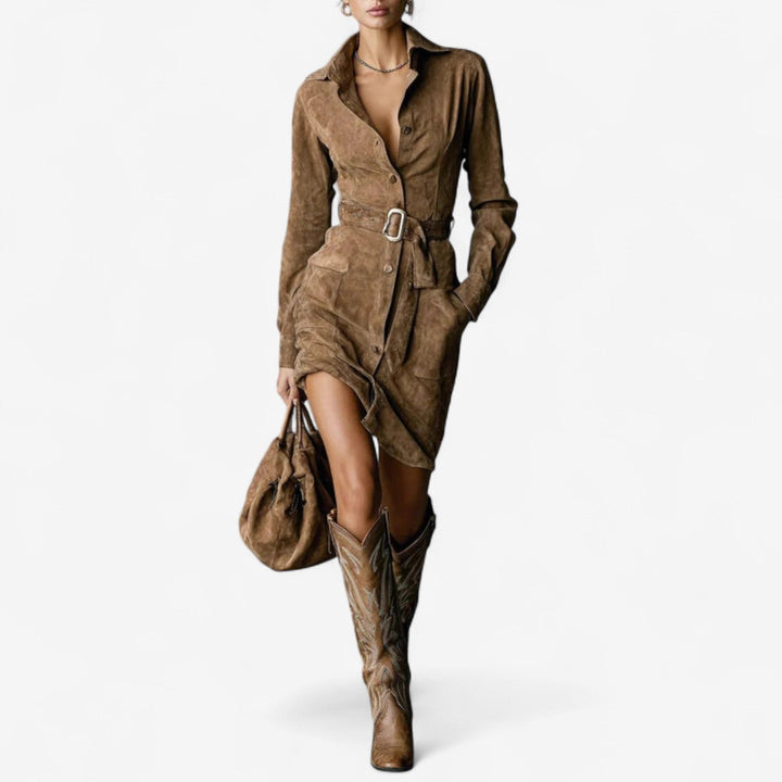 Faye™ | Camel Midi Coat Dress