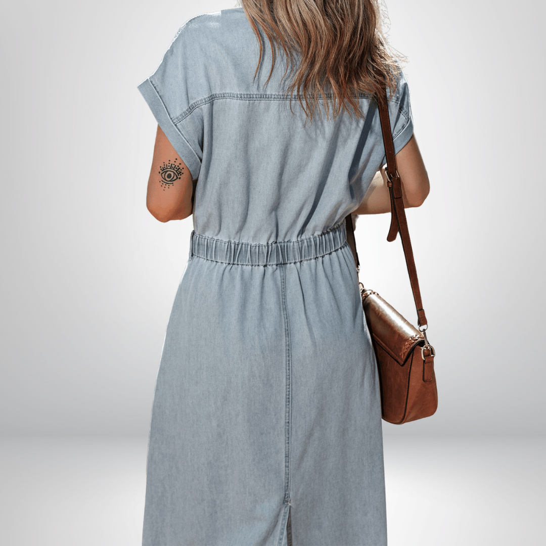 Daisy® | Elegant Denim Dress with Short Batwing Sleeves