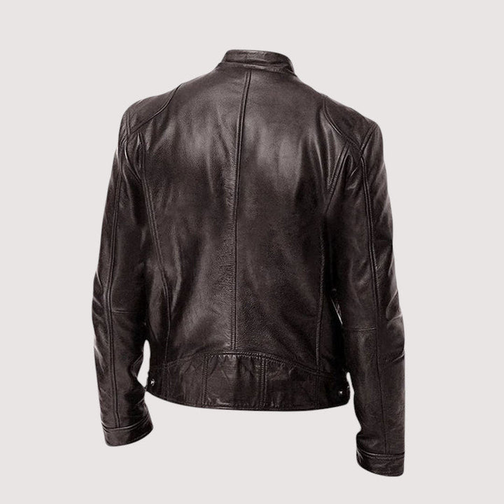 Zachary | Classic Stand Collar Leather Jacket