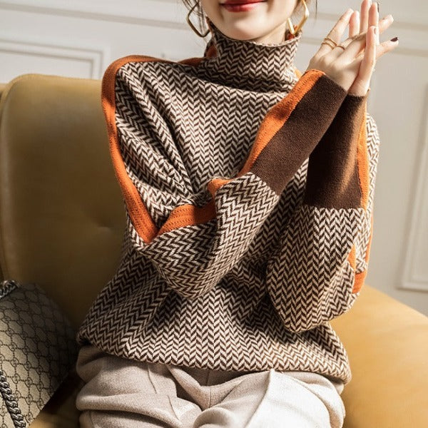 Haven | High Neck Patterned Sweater