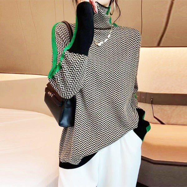 Haven | High Neck Patterned Sweater