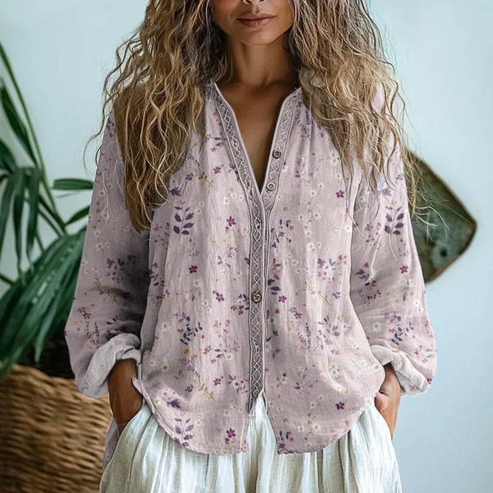 Helena | Vintage Leaf Print Blouse