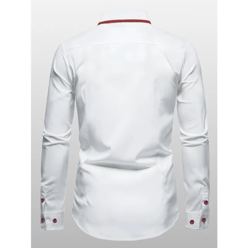 Vincent | Classic Contrast Trim Long Sleeve Shirt