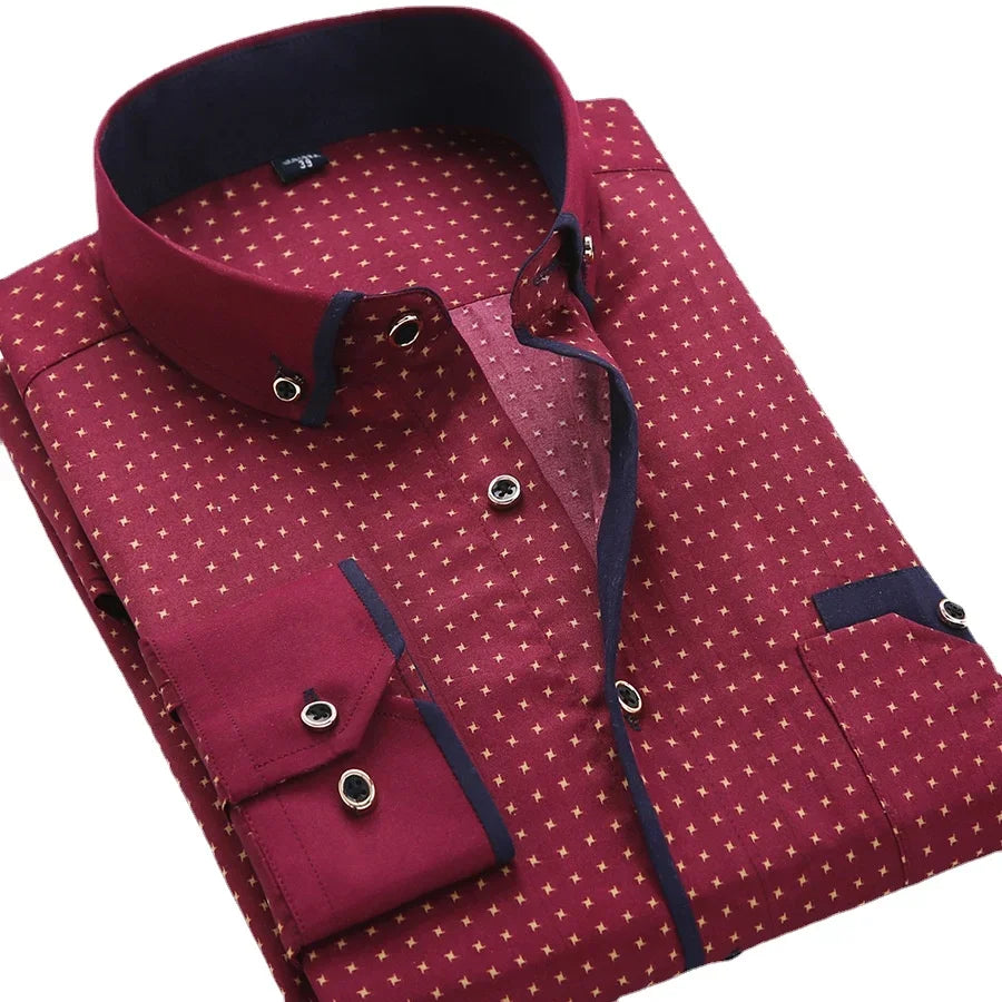 Joel | Modern Pattern Contrast Long Sleeve Shirt