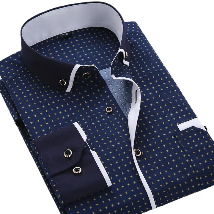 Joel | Modern Pattern Contrast Long Sleeve Shirt