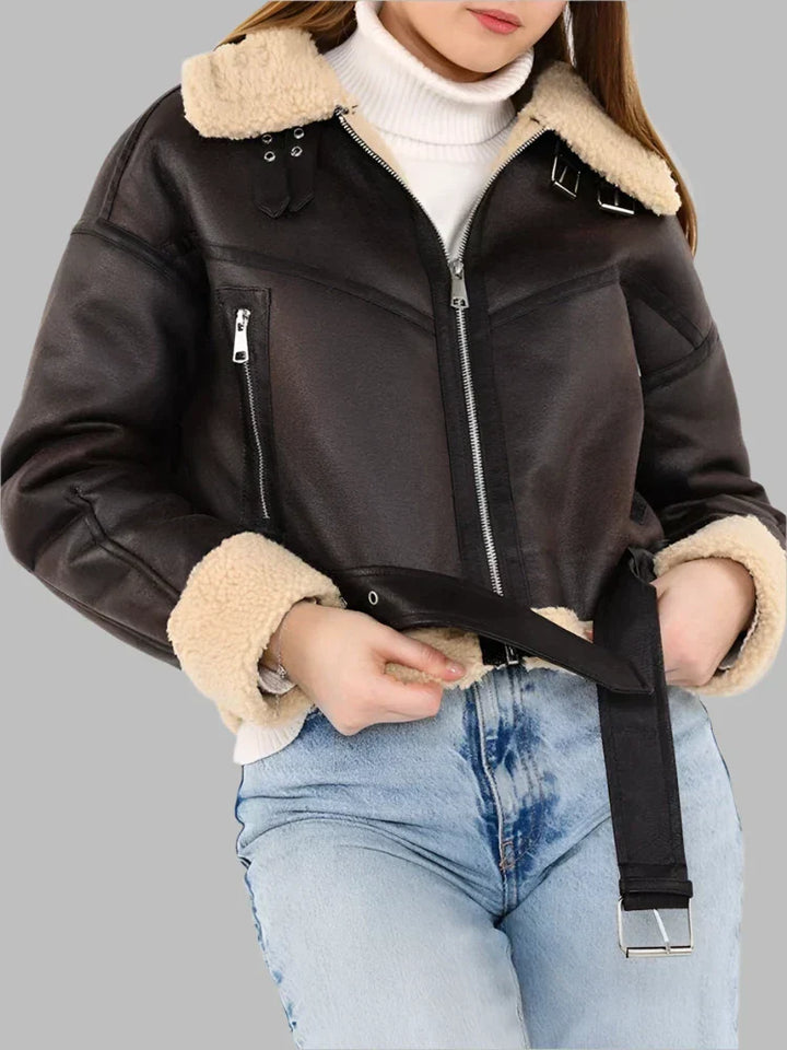 Camille | Shearling Aviator Jacket