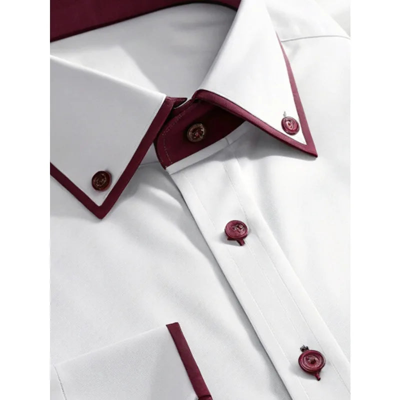 Vincent | Classic Contrast Trim Long Sleeve Shirt