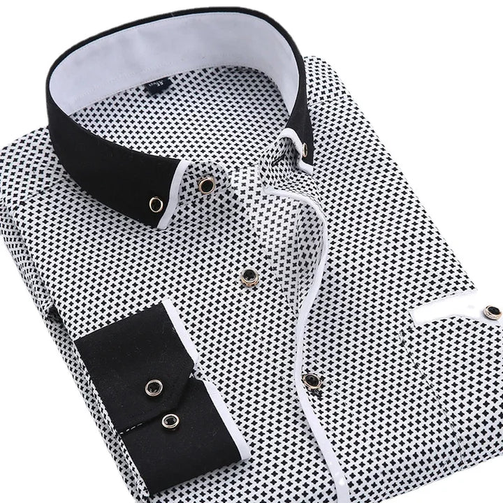 Joel | Modern Pattern Contrast Long Sleeve Shirt