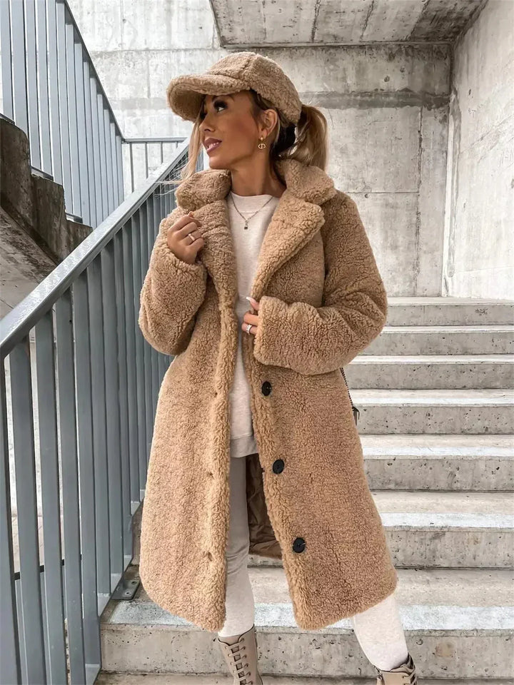 Brittany | Long Button-Up Teddy Coat