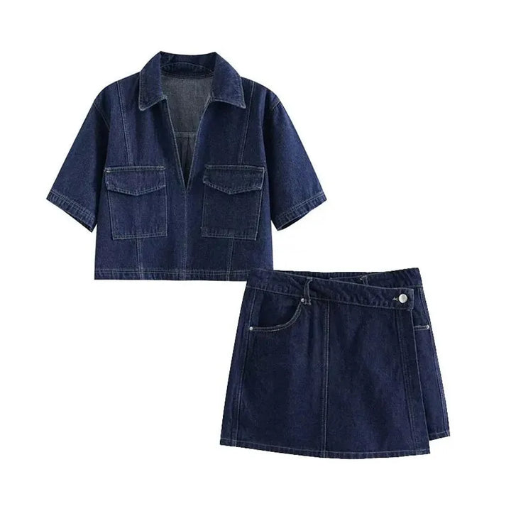 Caitlin® | V-neck Denim Set