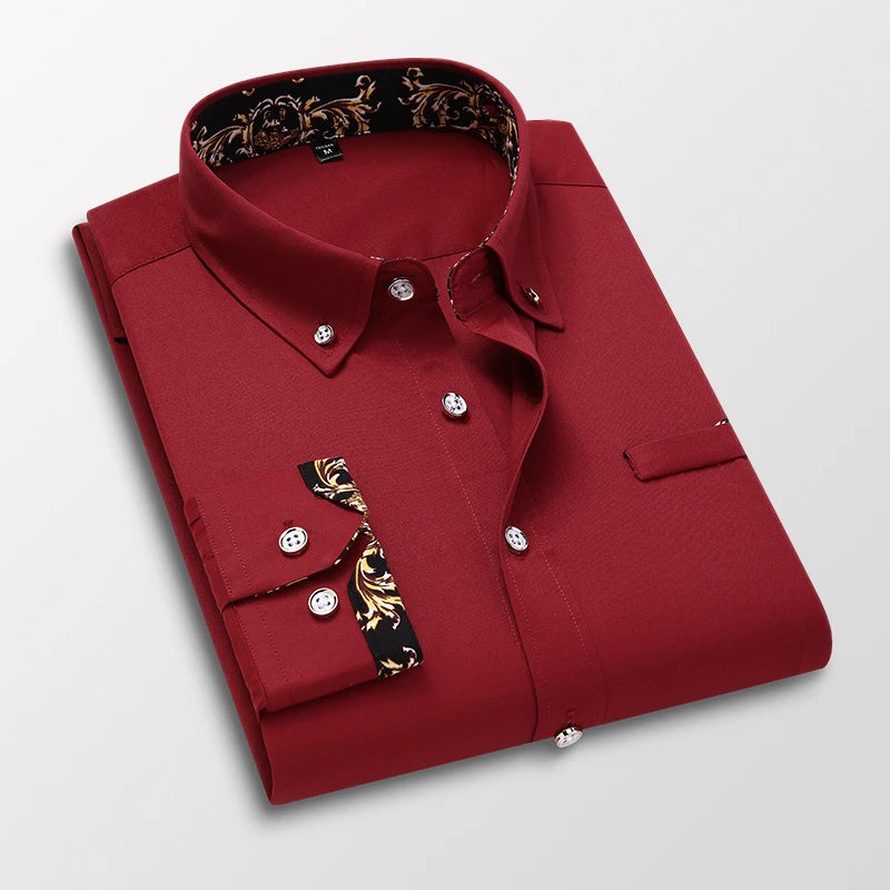 Leonard | Elegant Contrast Trim Long Sleeve Shirt