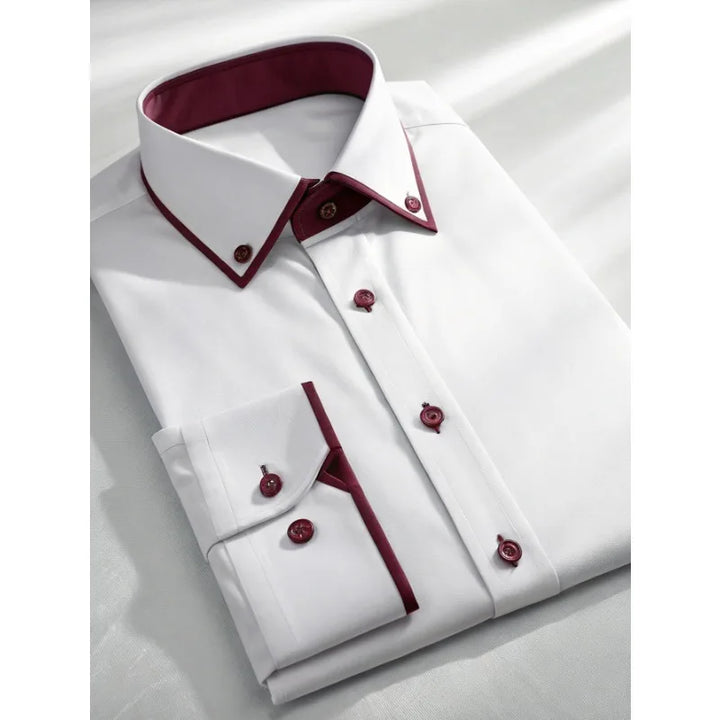 Vincent | Classic Contrast Trim Long Sleeve Shirt