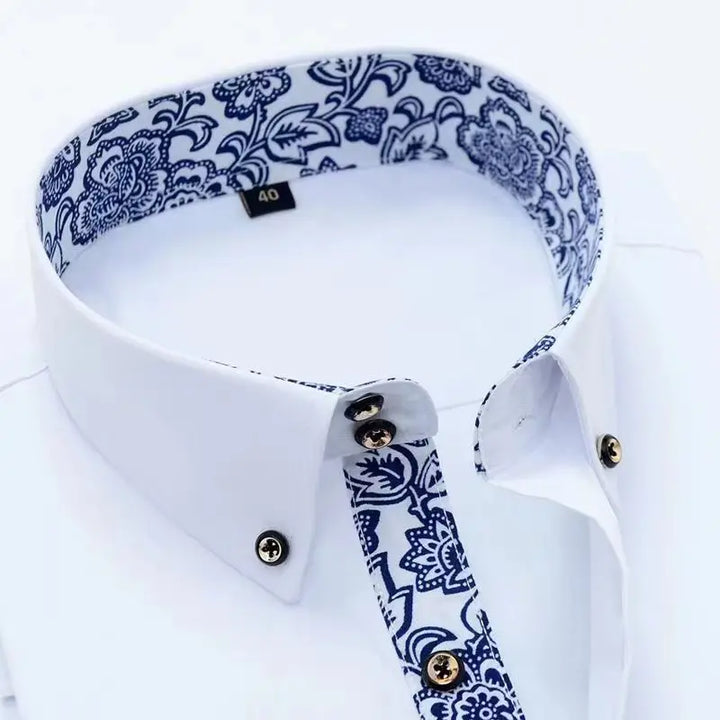 Harrison | Classic Floral Trim Long Sleeve Shirt