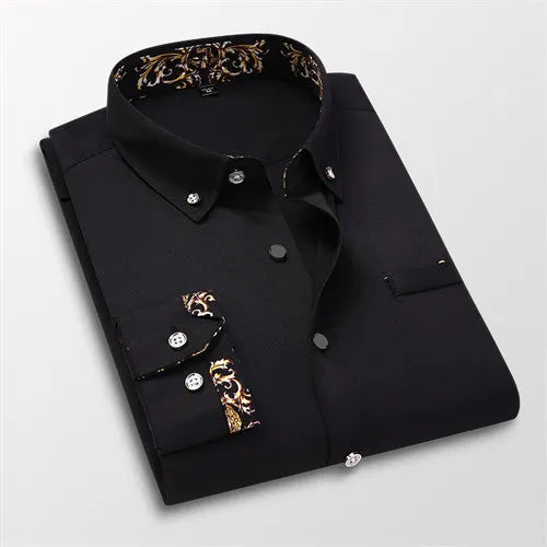 Leonard | Elegant Contrast Trim Long Sleeve Shirt