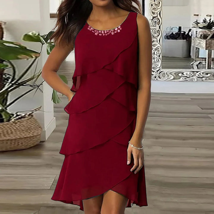 Lois™ | Layered Jewel-Neck Party Dress