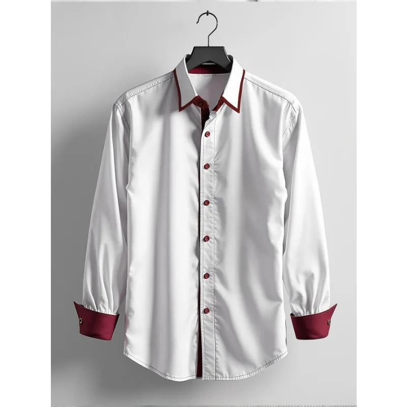 Vincent | Classic Contrast Trim Long Sleeve Shirt