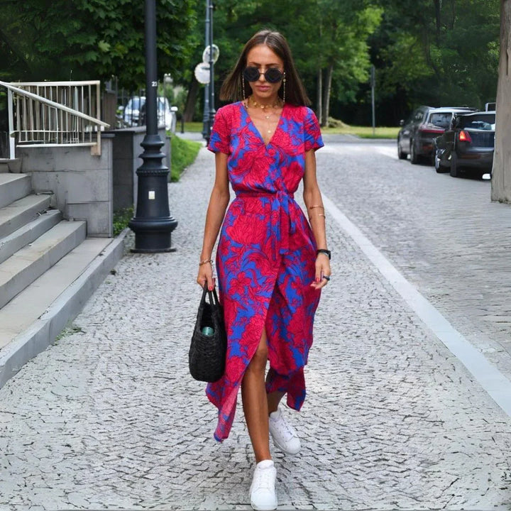 Anna | Floral Wrap Midi Dress