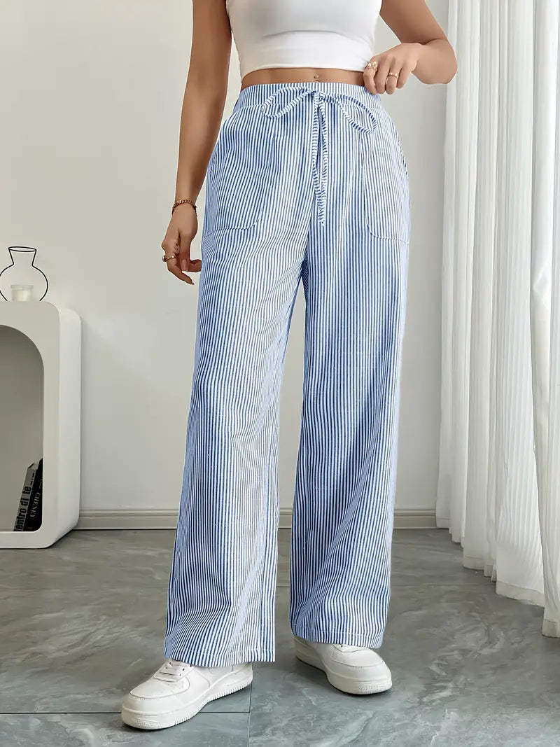 April | Elegant Striped Pants with Pockets
