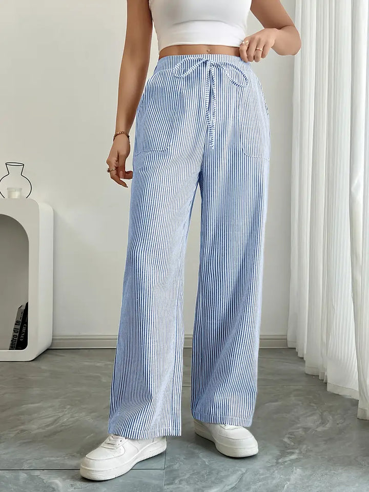 April | Elegant Striped Pants with Pockets