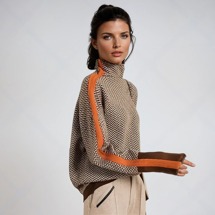 Haven | High Neck Patterned Sweater
