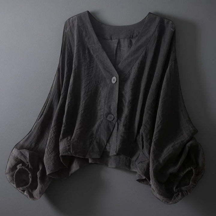 Rosa | Draped V-Neck Button Blouse