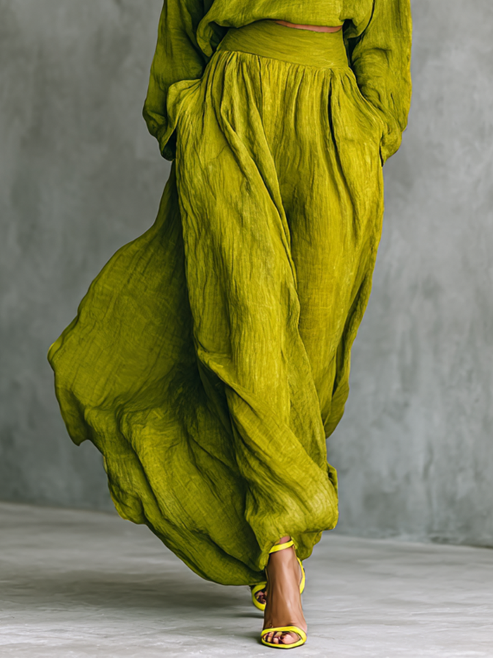 Pilar | Women’s Green Suit in Cotton and Linen Blend