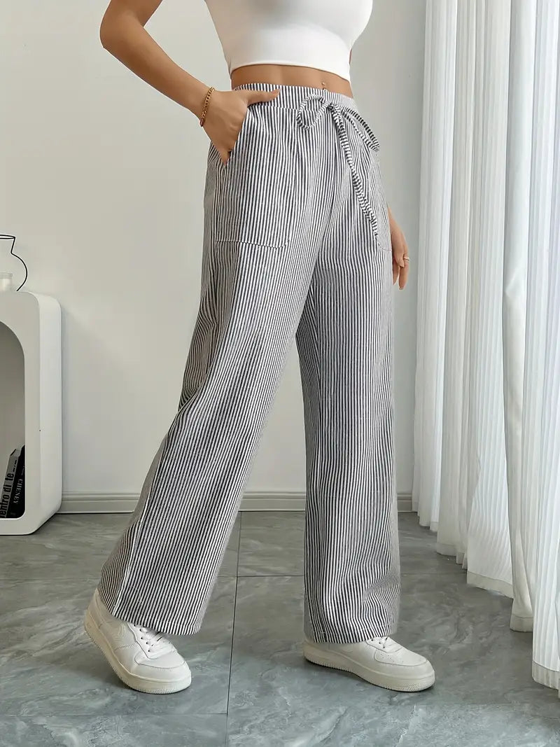 April | Elegant Striped Pants with Pockets