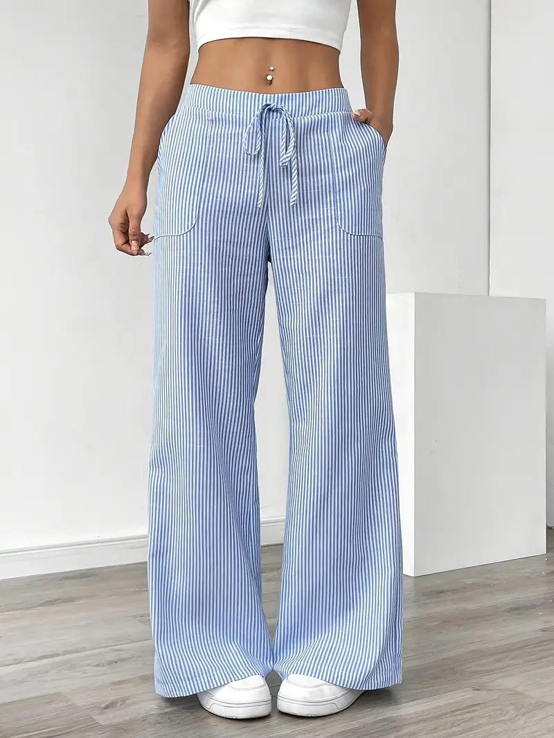 April | Elegant Striped Pants with Pockets