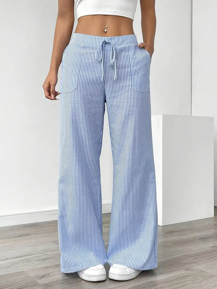 April | Elegant Striped Pants with Pockets