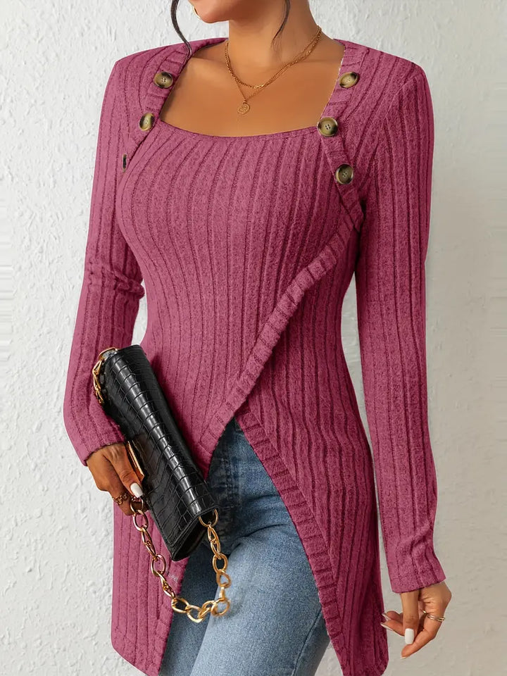 Erika | Button Detail Long Sleeve Top