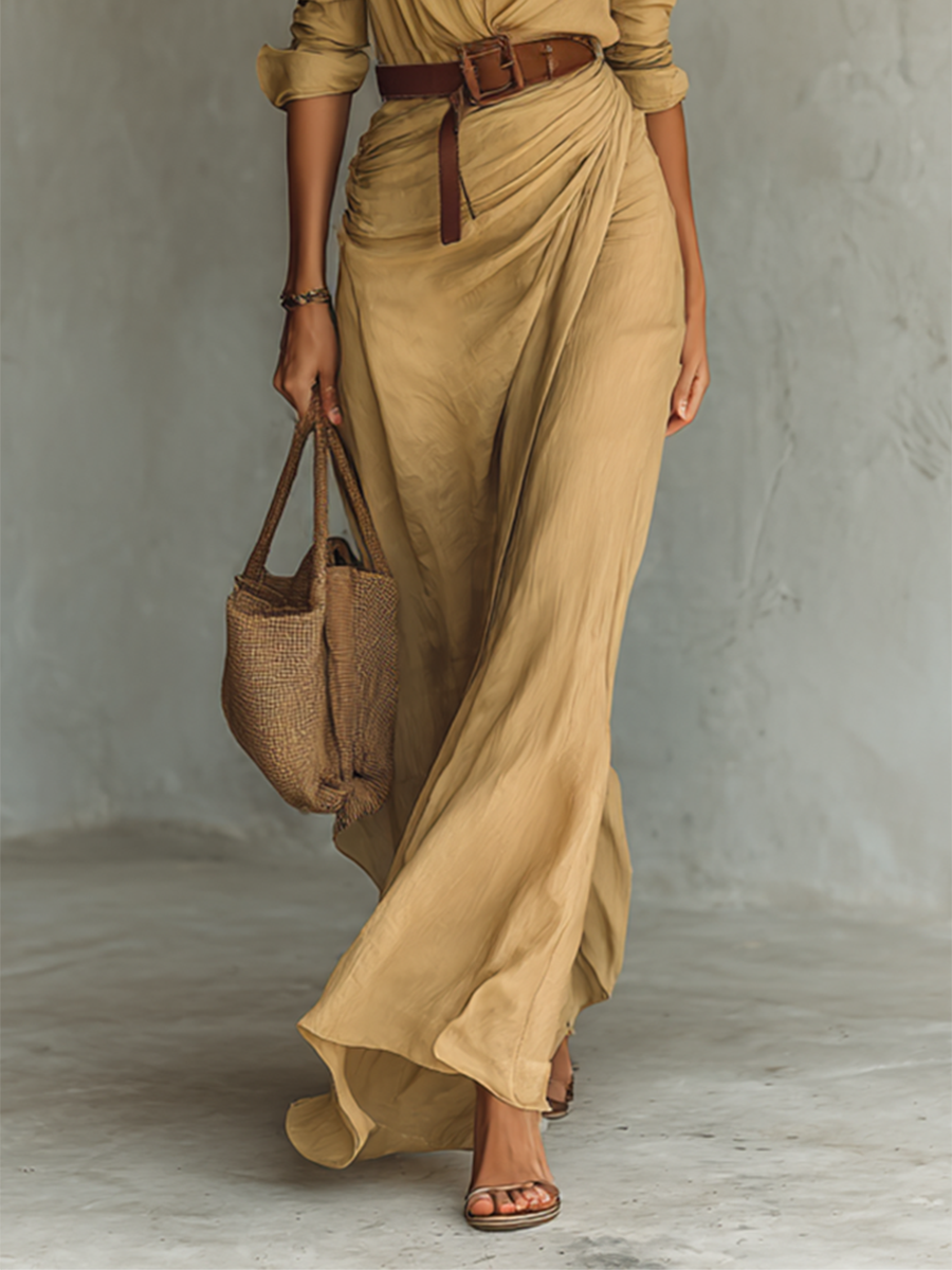 Nuria | Long Maxi Dress with Inverted Collar