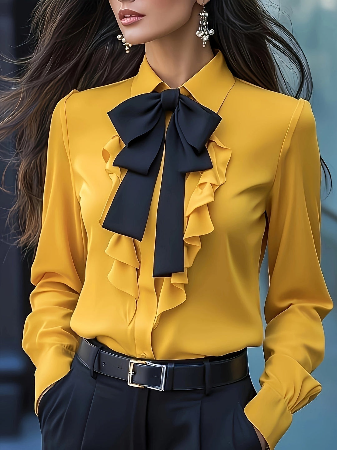 Desiree | Bow-Tie Ruffle Blouse
