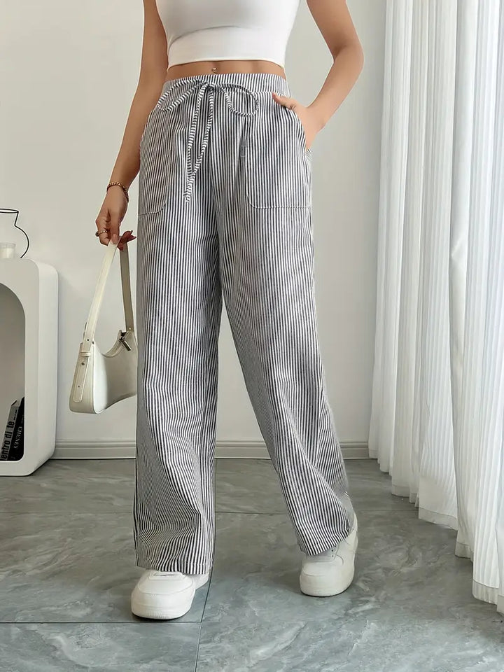 April | Elegant Striped Pants with Pockets