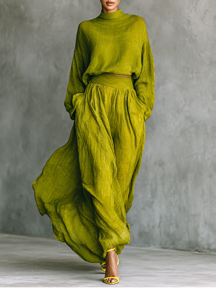 Pilar | Women’s Green Suit in Cotton and Linen Blend