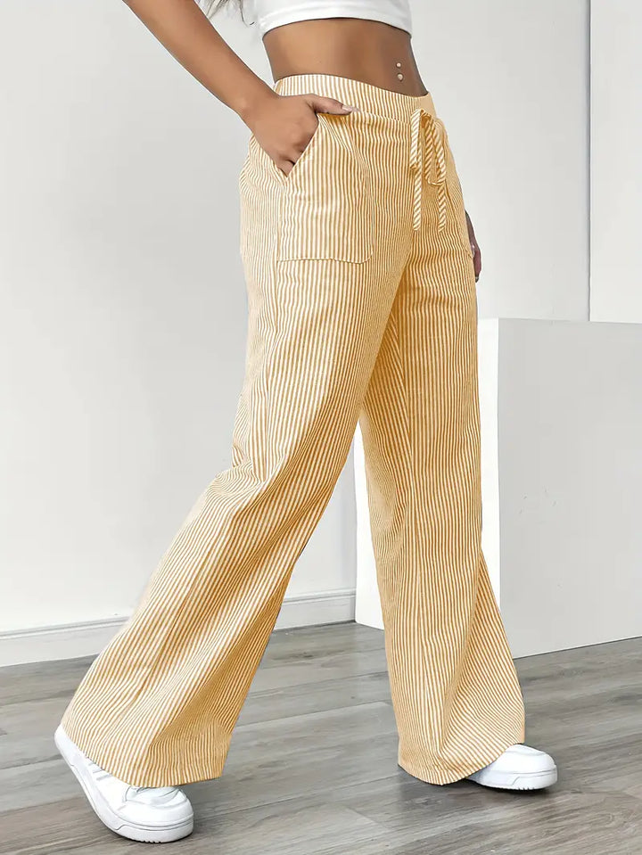 April | Elegant Striped Pants with Pockets