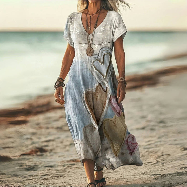 Eden™ | Vintage Heart-Print Maxi Dress