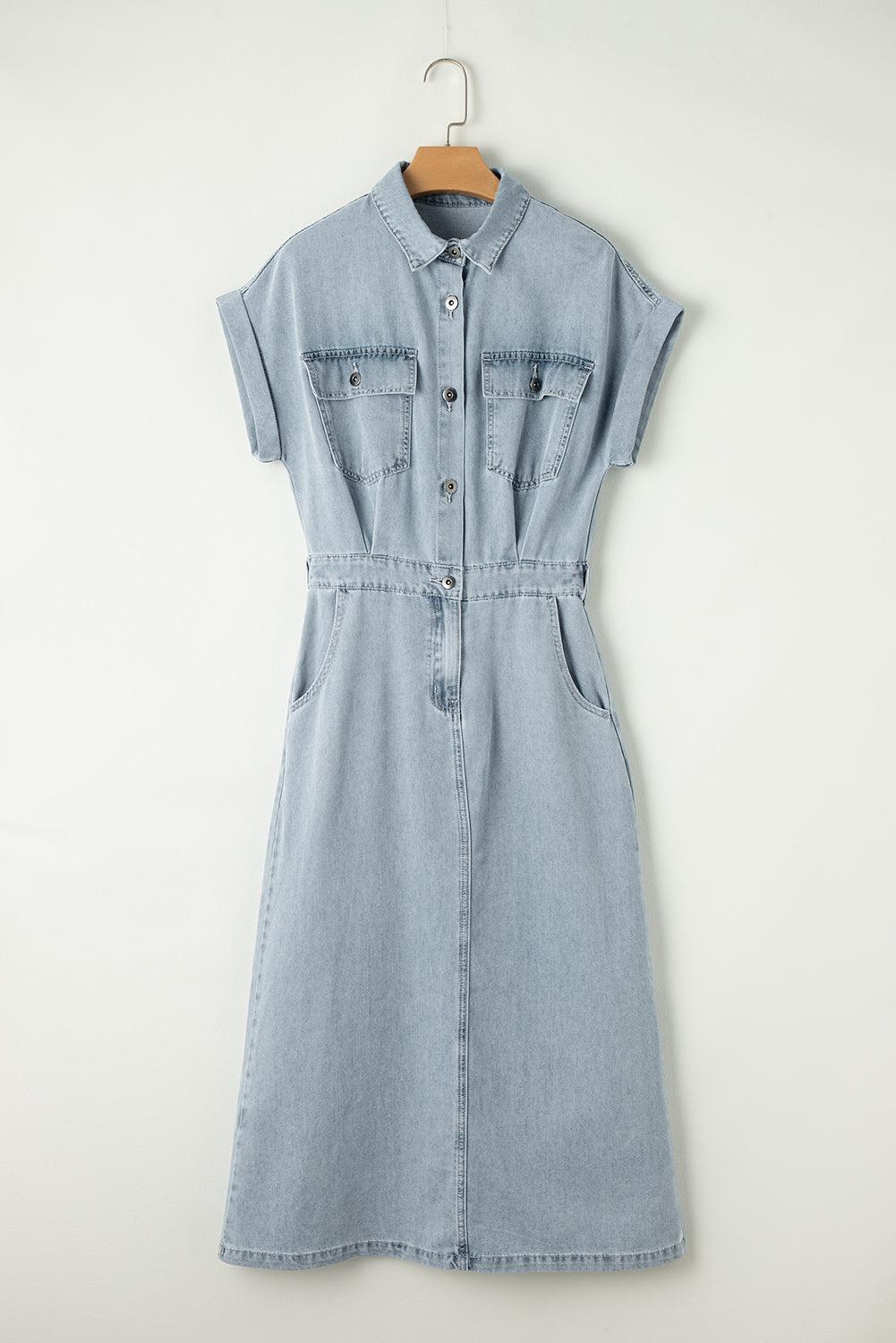 Daisy® | Elegant Denim Dress with Short Batwing Sleeves