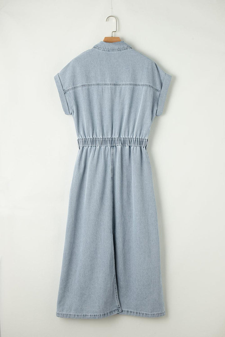 Daisy® | Elegant Denim Dress with Short Batwing Sleeves