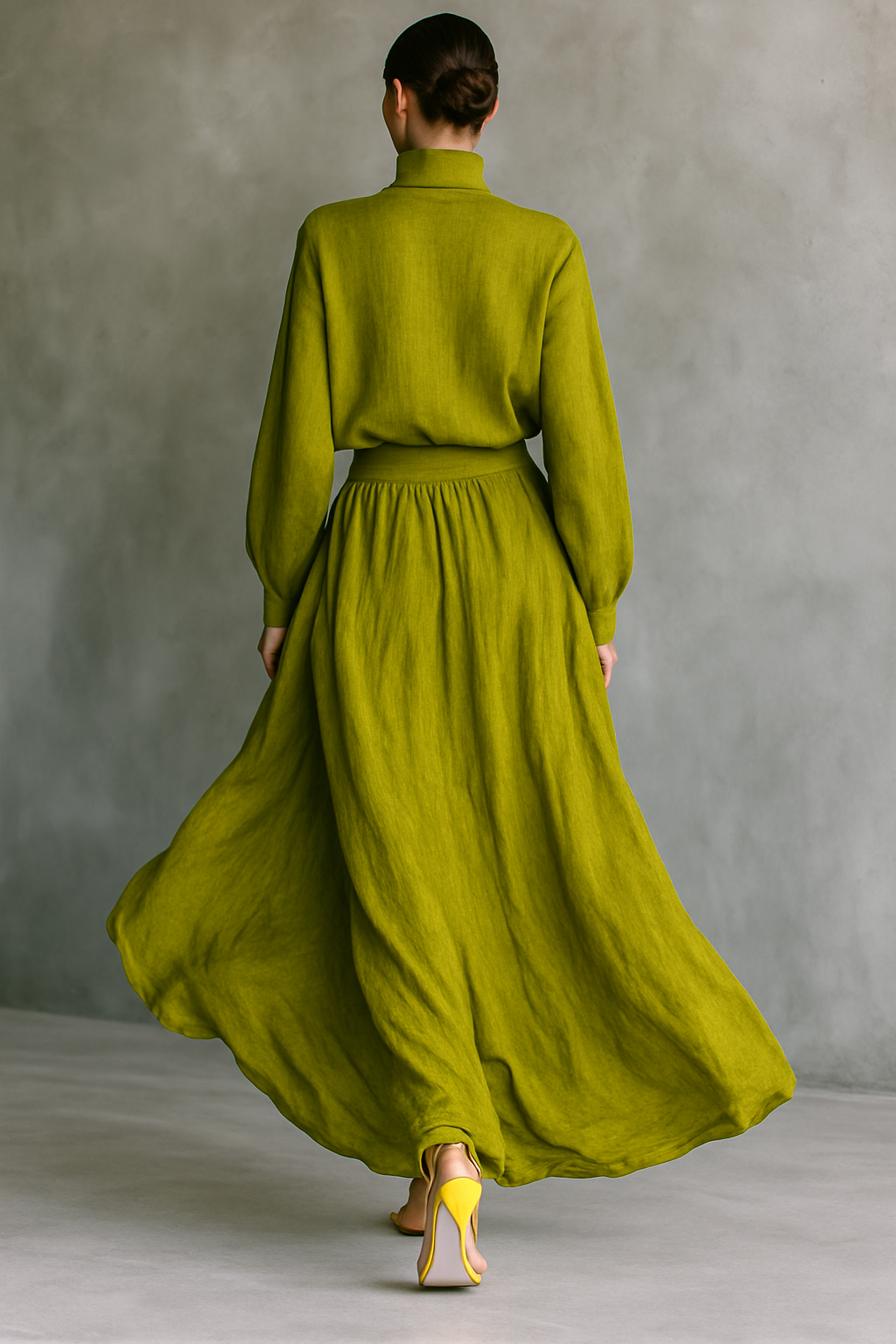 Pilar | Women’s Green Suit in Cotton and Linen Blend