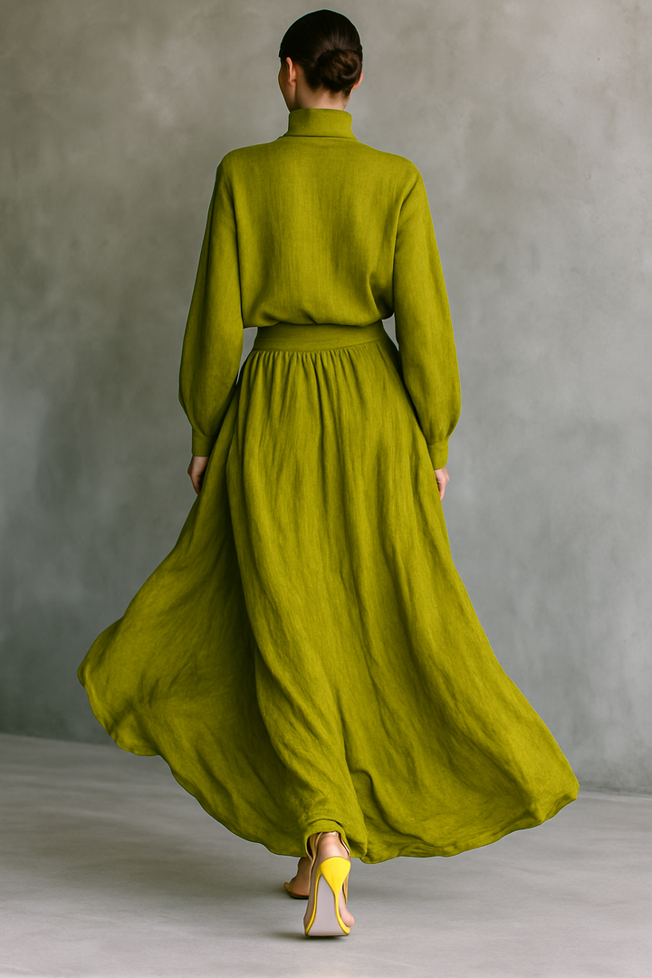 Pilar | Women’s Green Suit in Cotton and Linen Blend