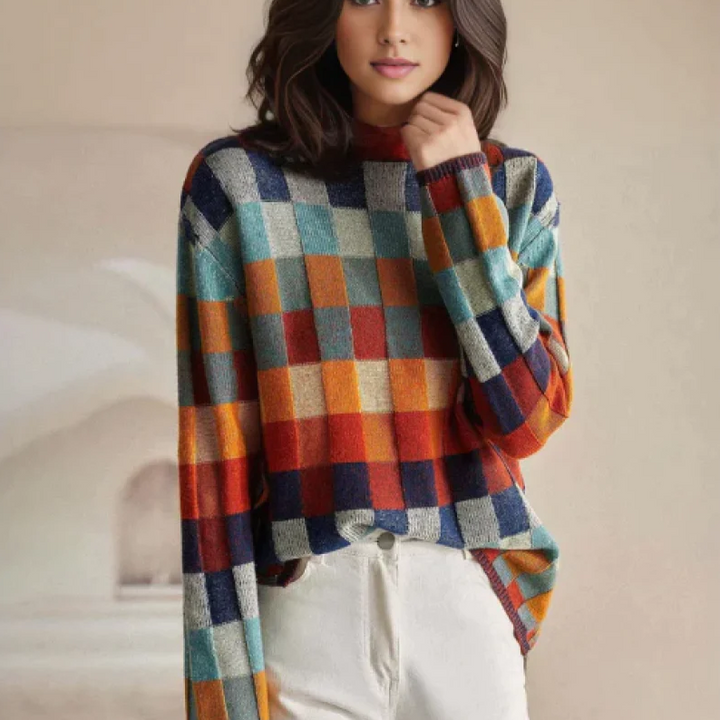 Sofia | Vibrant Checkered Sweater
