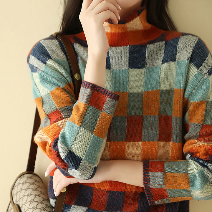 Sofia | Vibrant Checkered Sweater