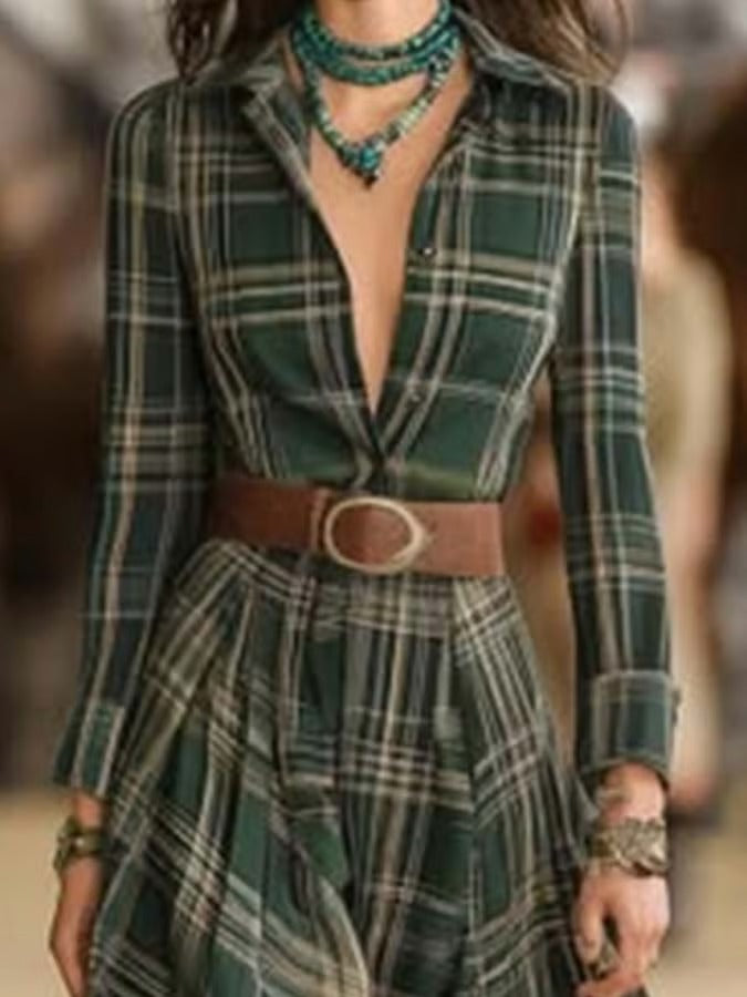 Camila | Plaid Belted Maxi Dress