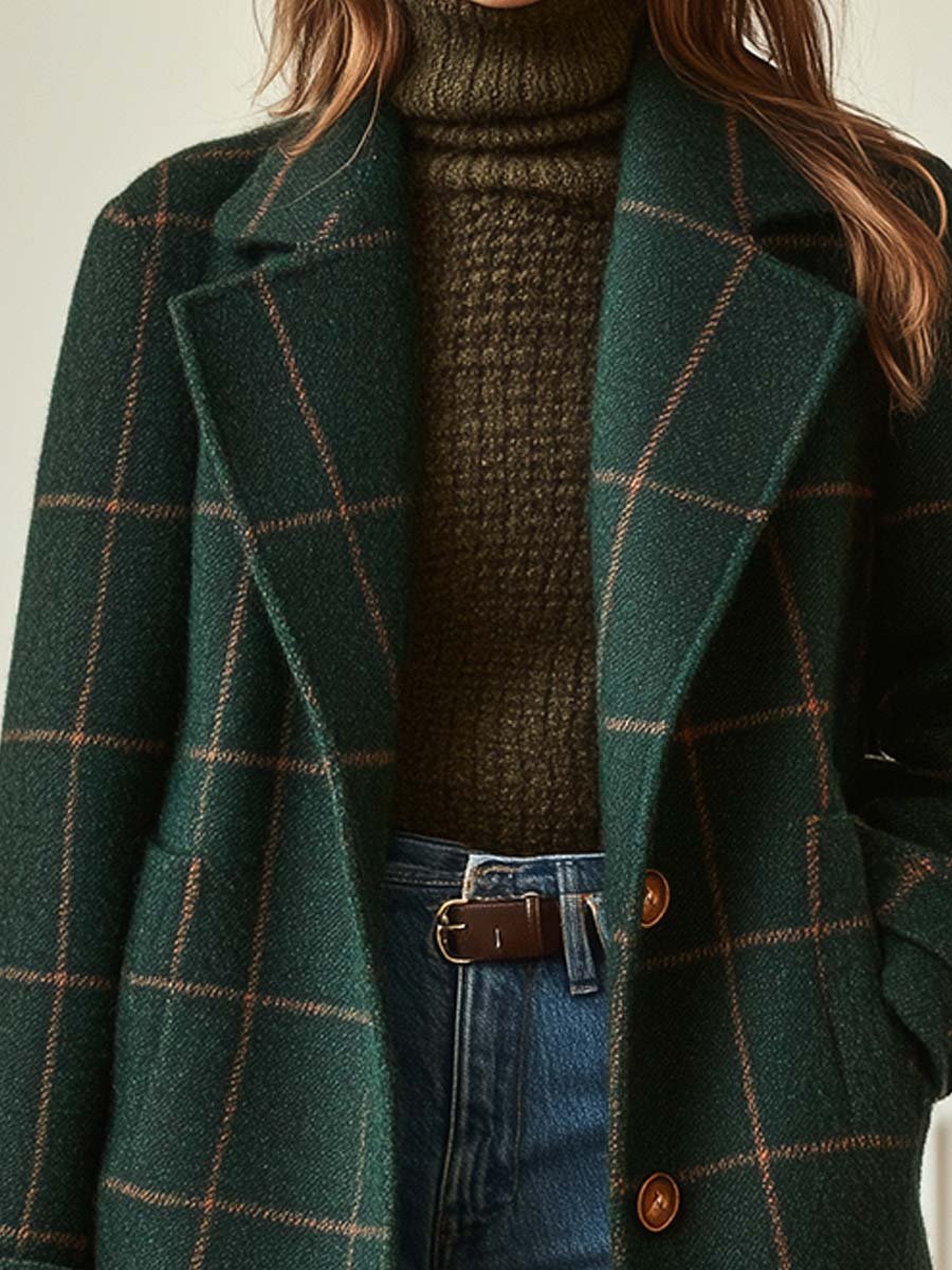 Ashley | Checkered Wool Blend Coat