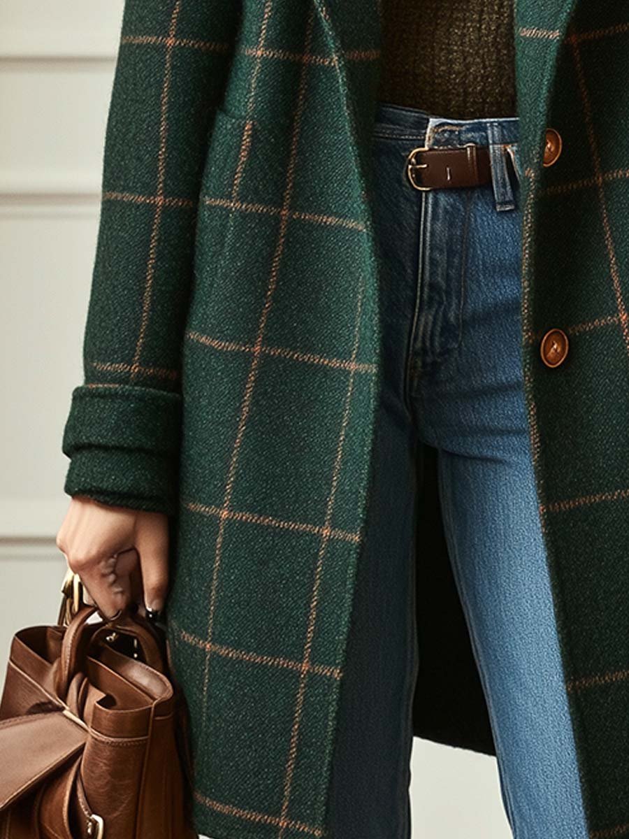 Ashley | Checkered Wool Blend Coat